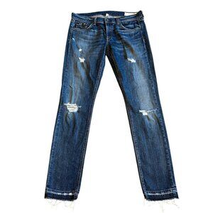Rag & Bone Denim Dre Distressed Jeans Pants Dark Colvin Wash Size 28 Women's